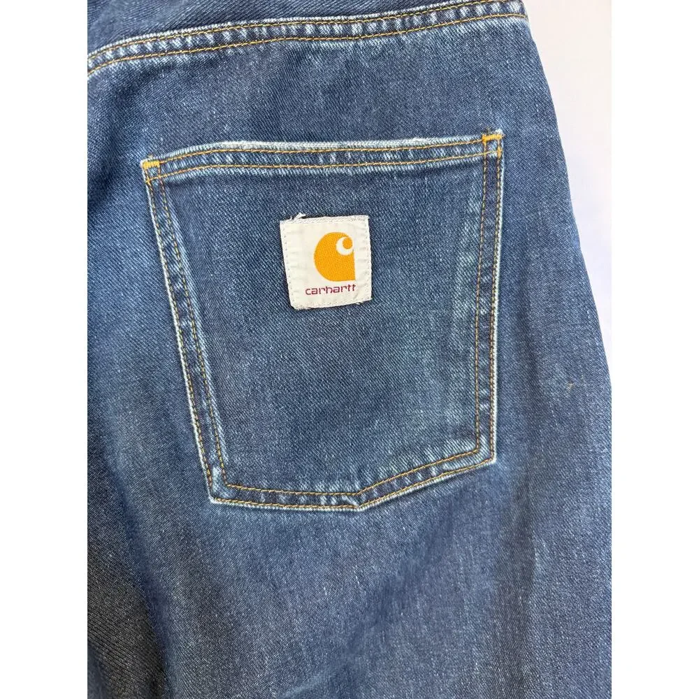 EUC Carhartt WIP Newel Pant Denim Blue Jeans, Men's 32, Relaxed Straight Tapered - Picture 6 of 7